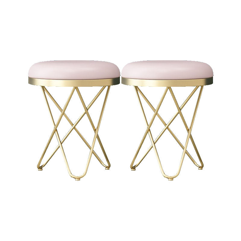 Solid Color Fabric Standard Stool Modern Style Simple Round Cushion Stool