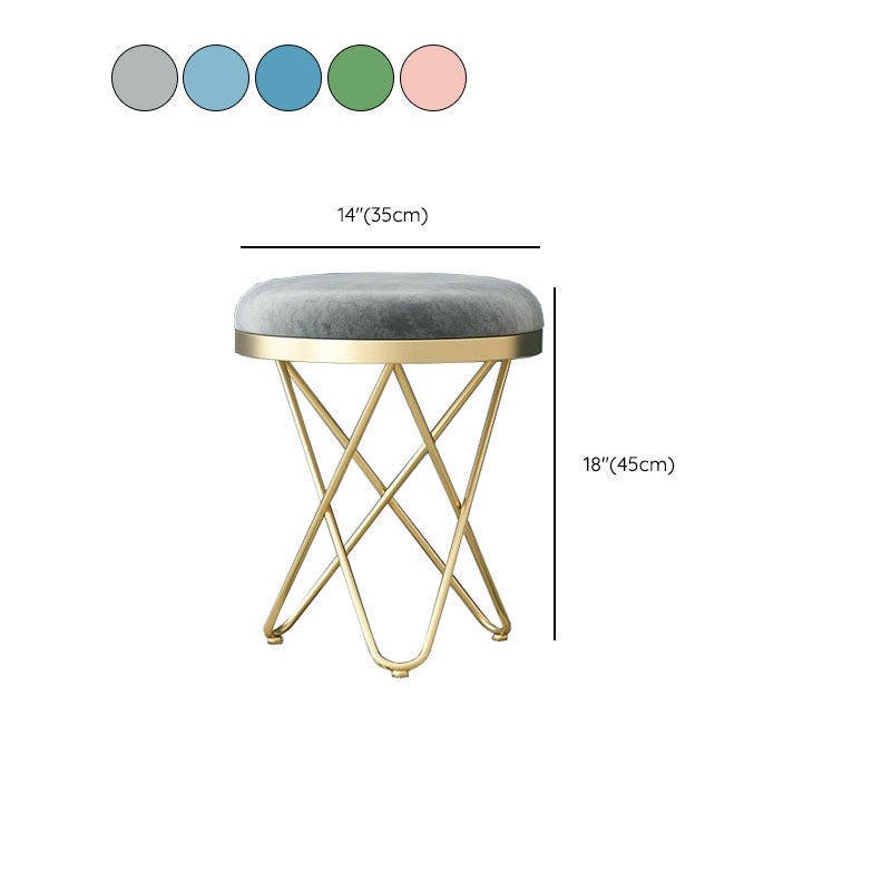 Solid Color Fabric Standard Stool Modern Style Simple Round Cushion Stool