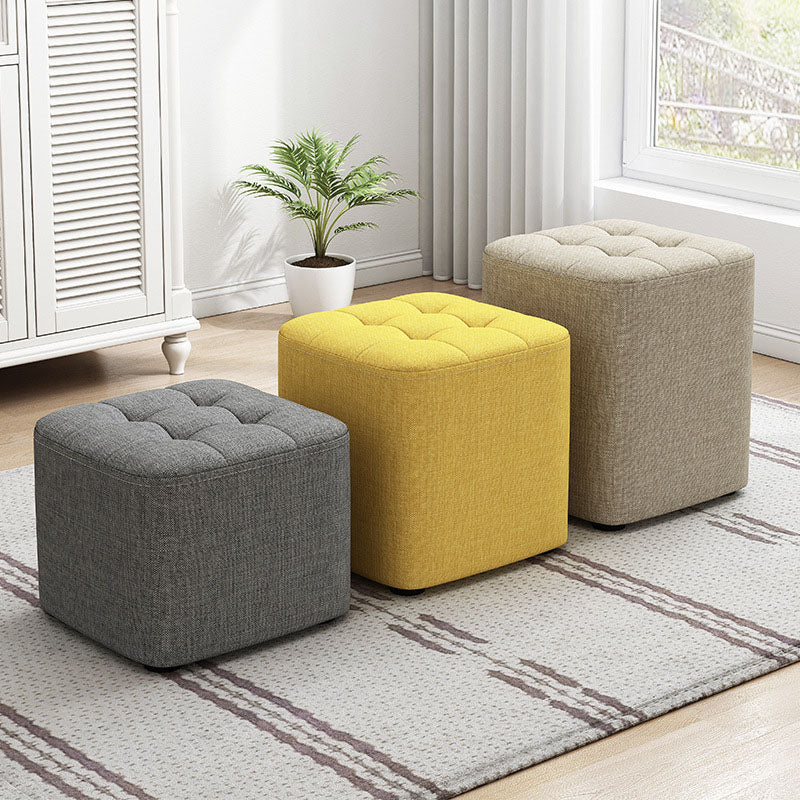 Solid Color Fabric Standard Stool Modern Simple Square Upholstered Stool