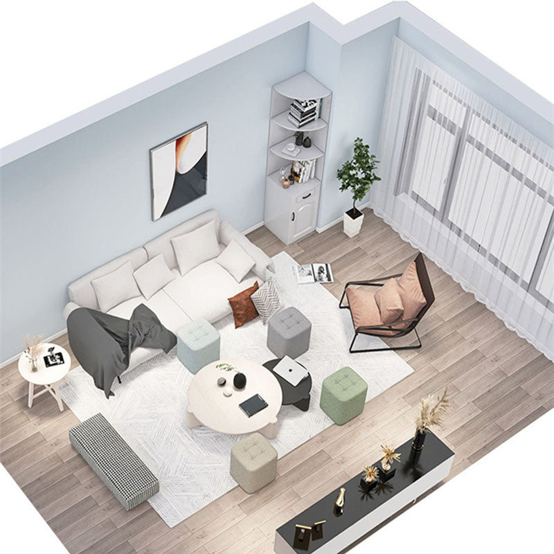 Solid Color Fabric Standard Stool Modern Simple Square Upholstered Stool