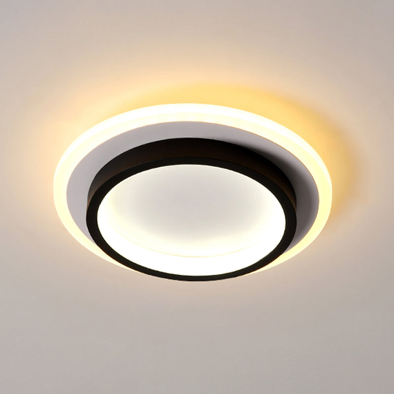 Simple LED Ceiling Light Fixture Metal Flush Mount Light in Black and White Finish
