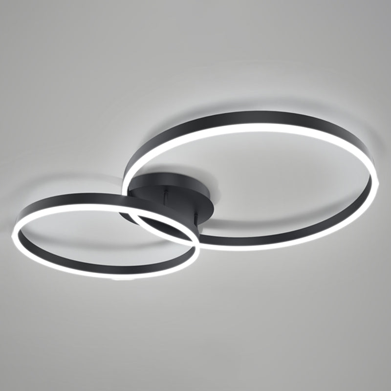 Minimalism Ceiling Light Fixture Circle Flush Mount in Black for Living Room