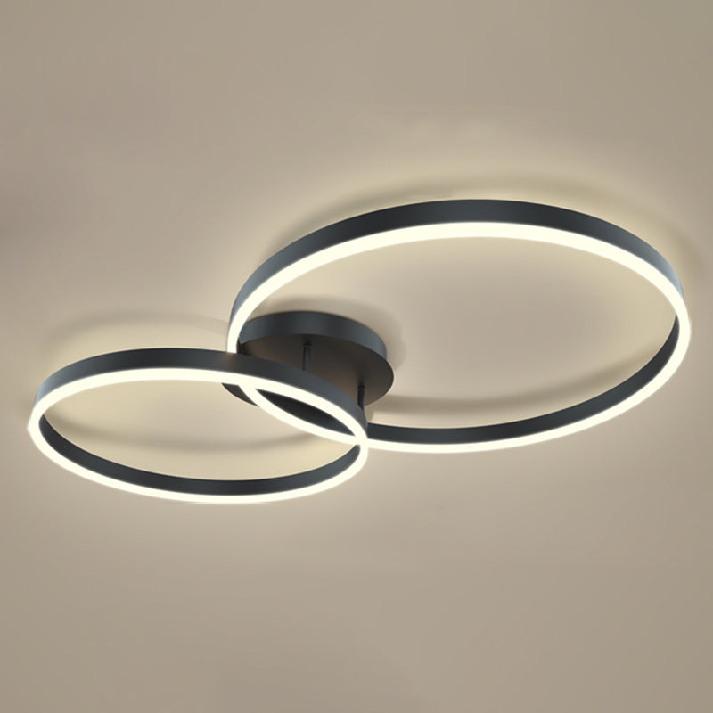 Minimalism Ceiling Light Fixture Circle Flush Mount in Black for Living Room