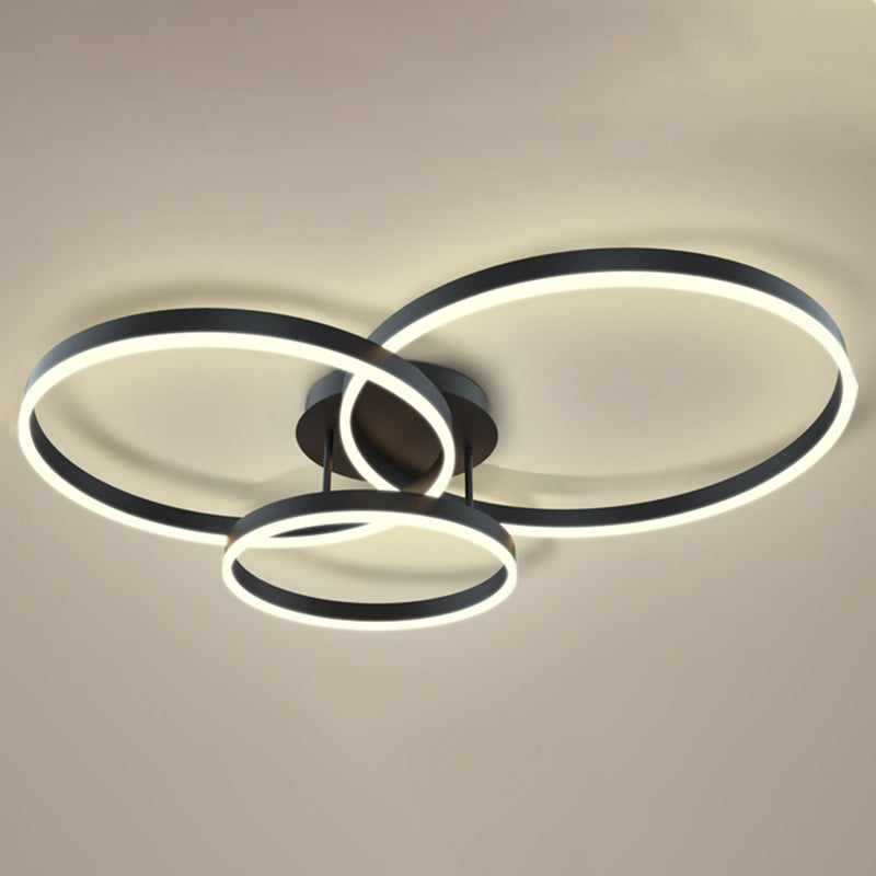 Minimalism Ceiling Light Fixture Circle Flush Mount in Black for Living Room
