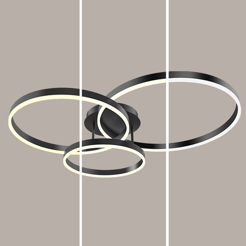 Minimalism Ceiling Light Fixture Circle Flush Mount in Black for Living Room