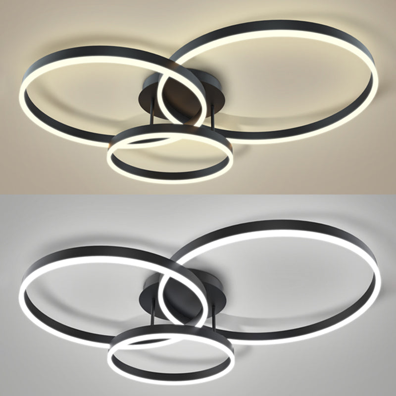 Minimalism Ceiling Light Fixture Circle Flush Mount in Black for Living Room