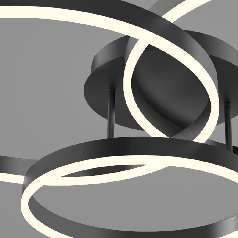 Minimalism Ceiling Light Fixture Circle Flush Mount in Black for Living Room
