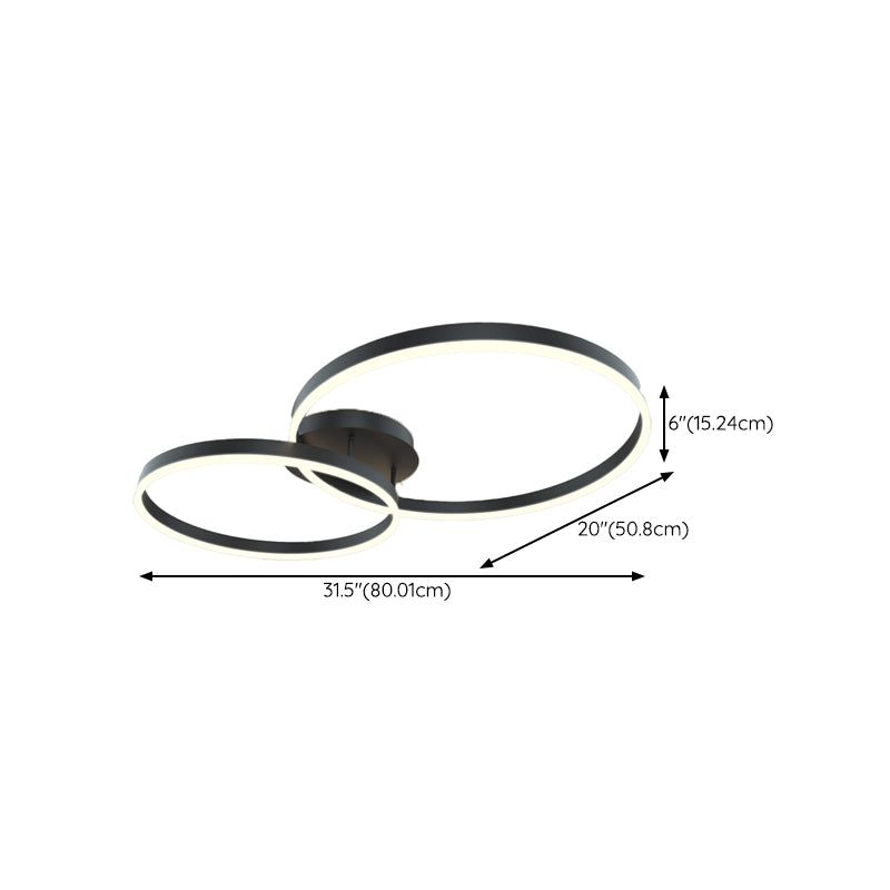 Minimalism Ceiling Light Fixture Circle Flush Mount in Black for Living Room
