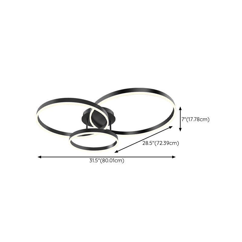 Minimalism Ceiling Light Fixture Circle Flush Mount in Black for Living Room