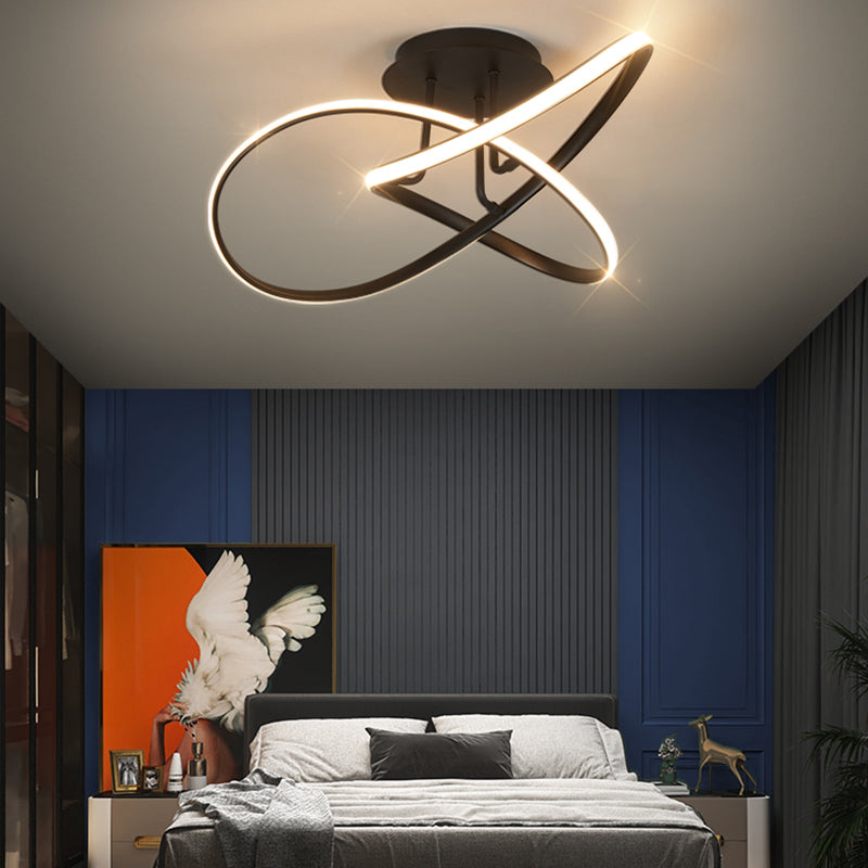 Minimalism LED Flush Mount Twisted Ceiling Light Fixture for Bedroom