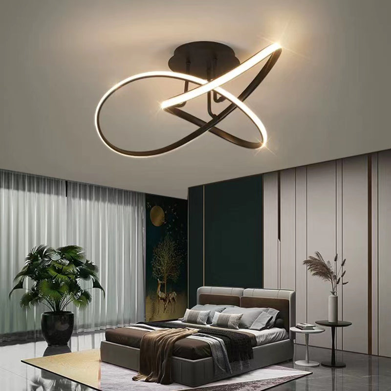 Minimalism LED Flush Mount Twisted Ceiling Light Fixture for Bedroom