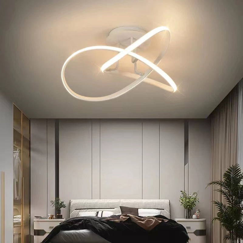 Minimalism LED Flush Mount Twisted Ceiling Light Fixture for Bedroom