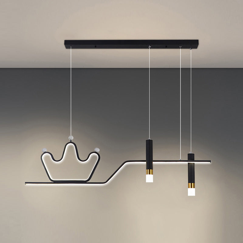 Post Modern LED Pendant Ceiling Fixture in Black / Gold Metal Linear Kitchen Island Light