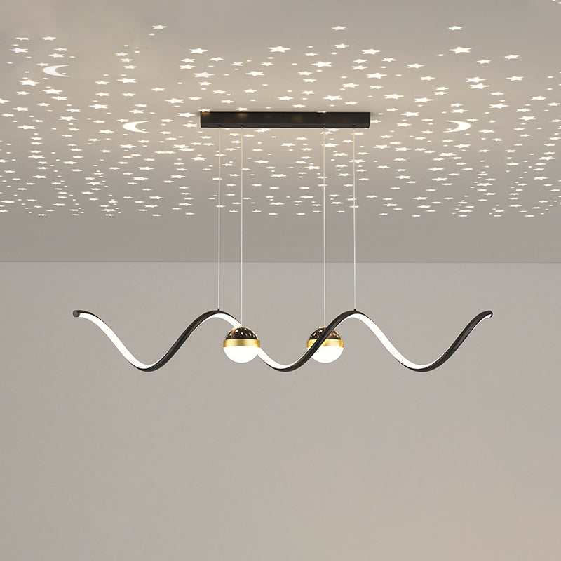 2 Ball Shade Kitchen Island Fixture Metal and Glass LED Pendant Fixture for Dining Room