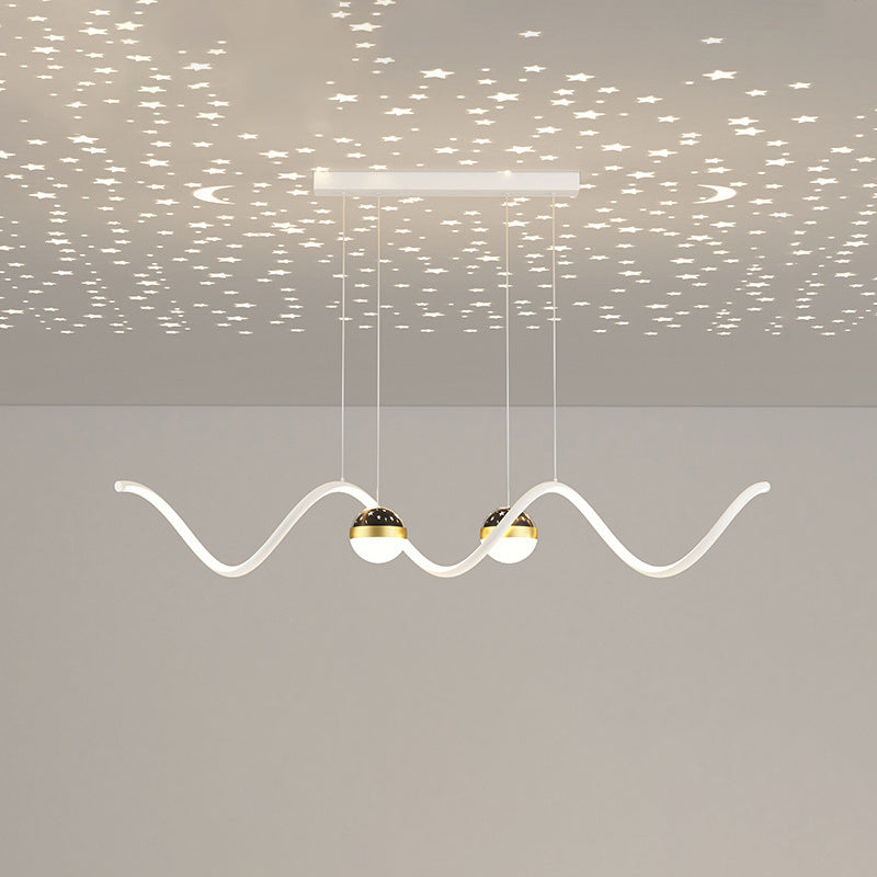 2 Ball Shade Kitchen Island Fixture Metal and Glass LED Pendant Fixture for Dining Room