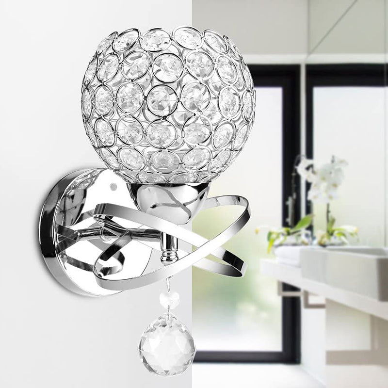 Globe Wall Light Modern Crystal 1 Light Wall Mount Lighting for Bedroom