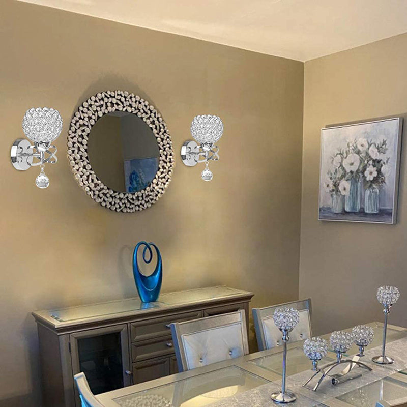 Globe Wall Light Modern Crystal 1 Light Wall Mount Lighting for Bedroom