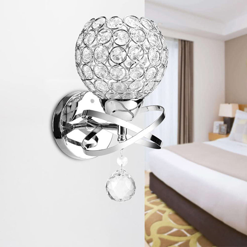 Globe Wall Light Modern Crystal 1 Light Wall Mount Lighting for Bedroom