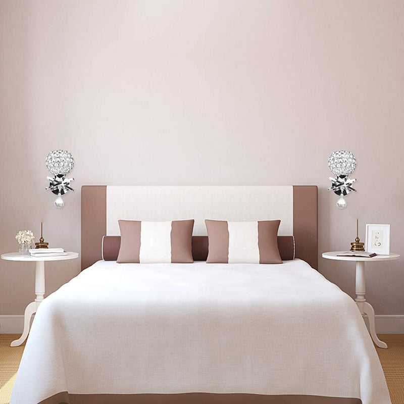Globe Wall Light Modern Crystal 1 Light Wall Mount Lighting for Bedroom