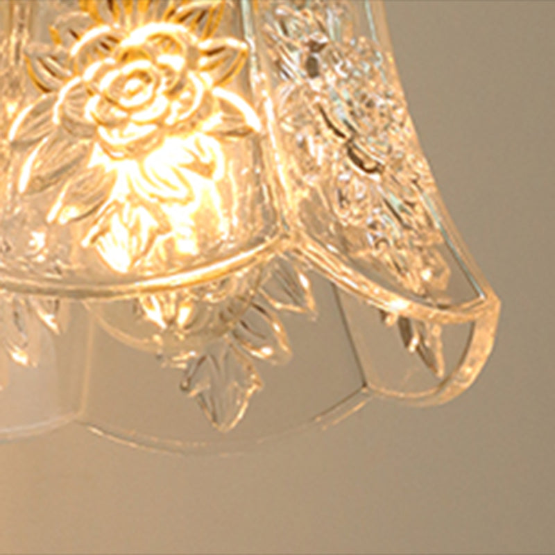 Flower Shape Wall Mount Lamp Modern Style Glass 1 Light Sconce Lamp in Clear