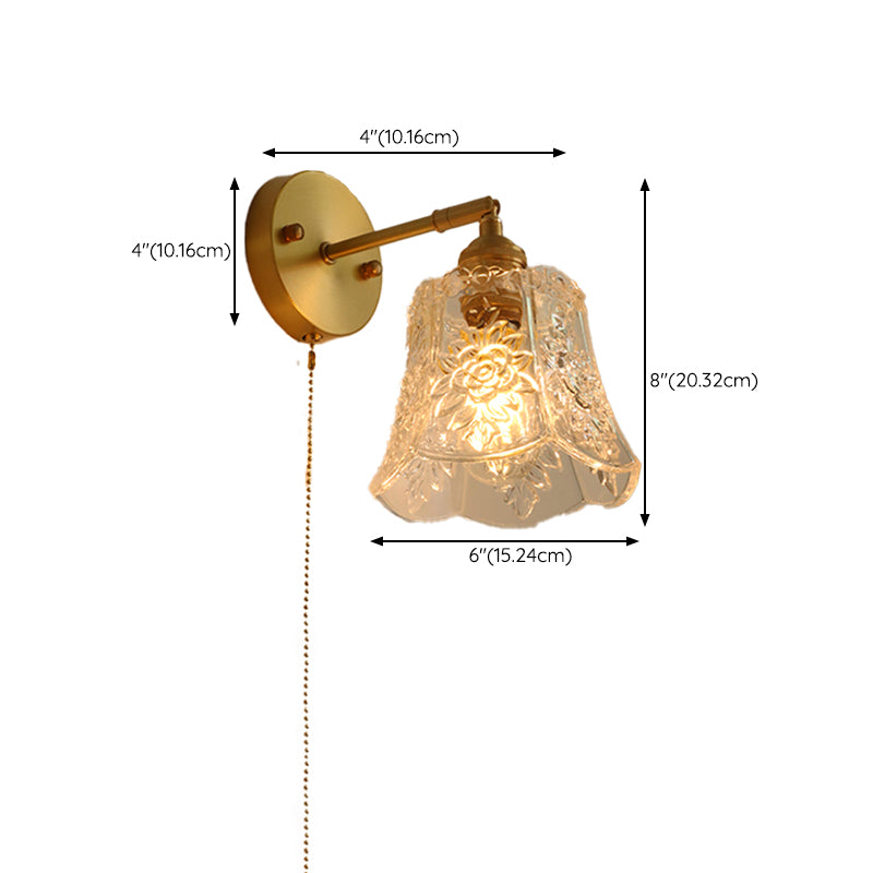 Flower Shape Wall Mount Lamp Modern Style Glass 1 Light Sconce Lamp in Clear