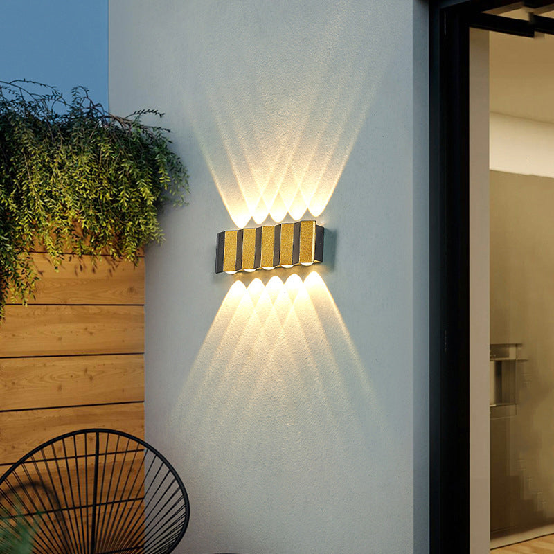 Black and Gold Wall Light Aluminum Modern LED Wall Flush Mount for Outdoors