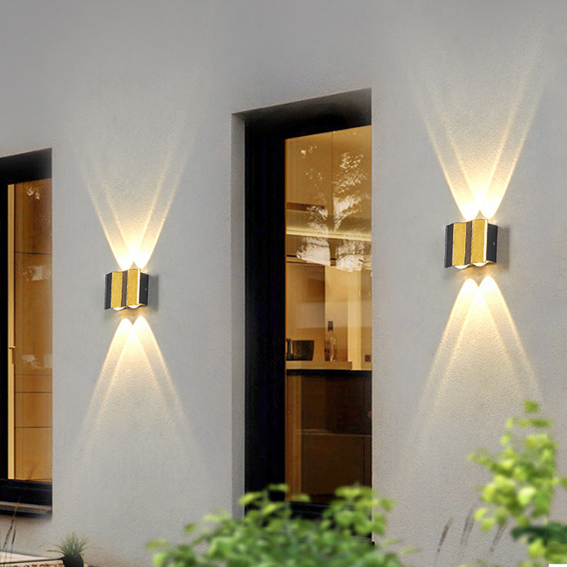 Black and Gold Wall Light Aluminum Modern LED Wall Flush Mount for Outdoors
