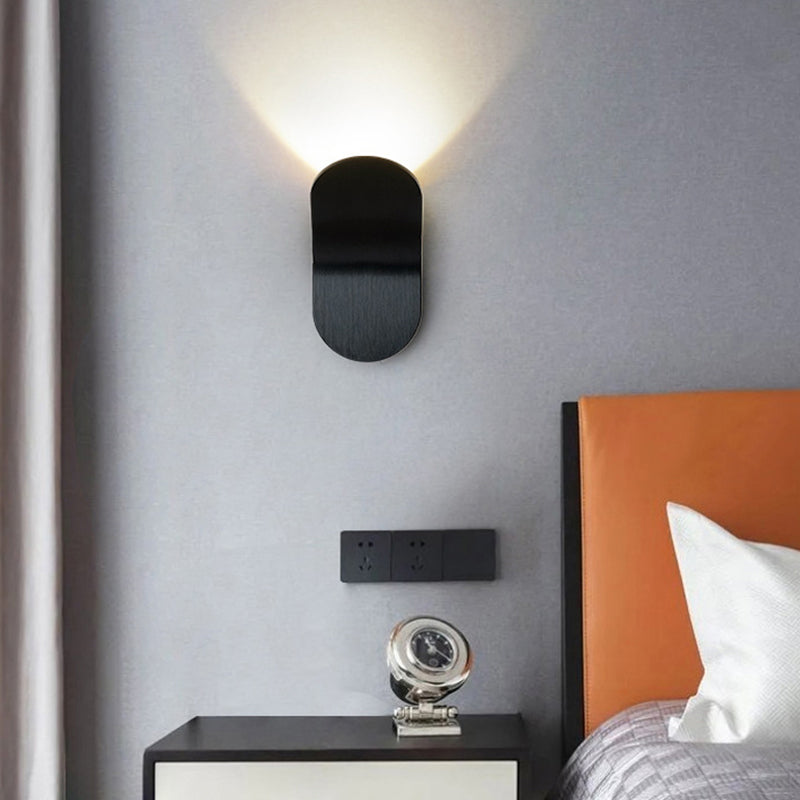 Contemporary Matte Black Wall Mounted Sconce Unique Metal 1 Light Wall Light