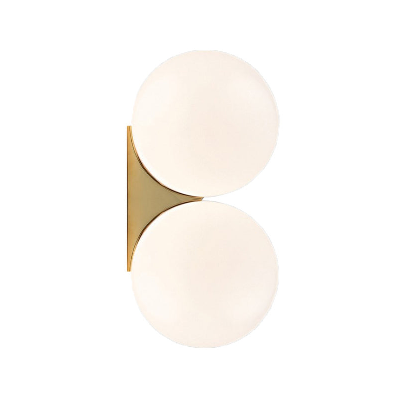 1 / 2 - Light Cream White Bathroom Vanity Lighting in Gold Iron and Glass Bath Sconce