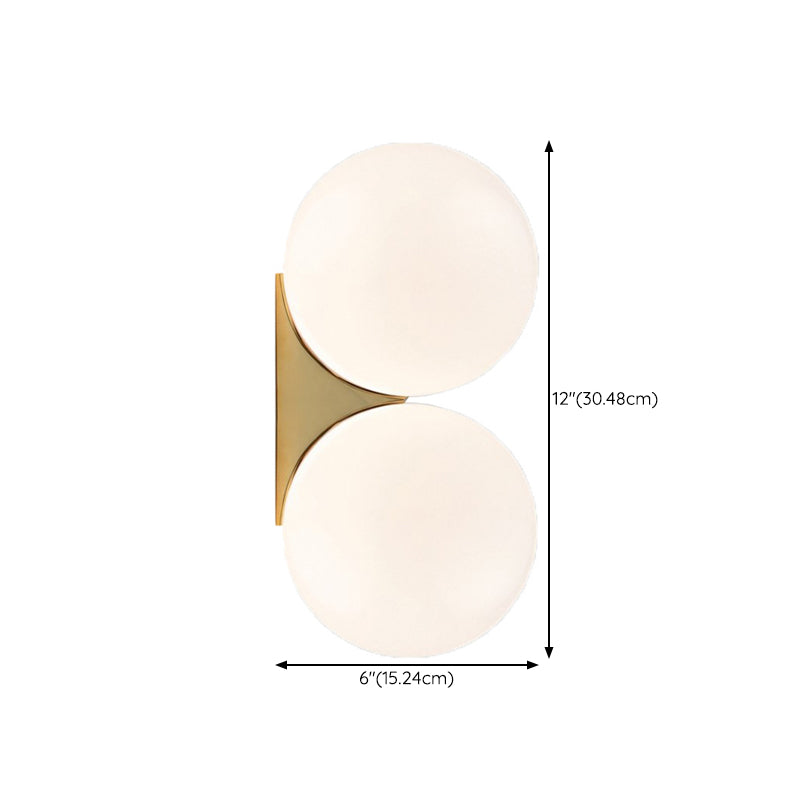 1 / 2 - Light Cream White Bathroom Vanity Lighting in Gold Iron and Glass Bath Sconce
