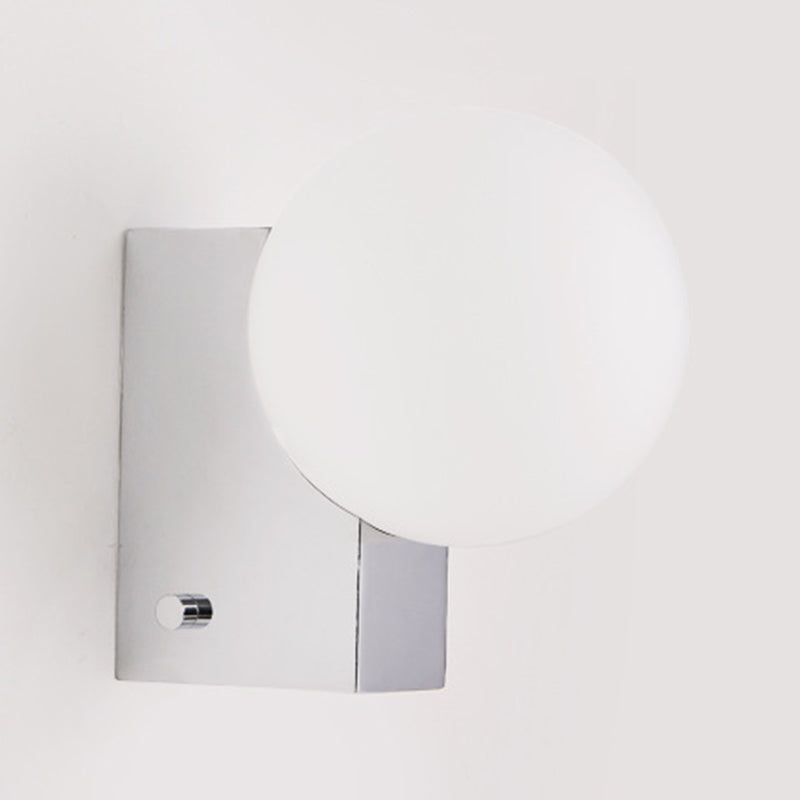 Glass Ball Shade 1 - Light Bath Sconce Iron Bathroom Vanity Lighting in Black / Chrome