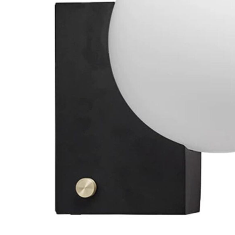 Glass Ball Shade 1 - Light Bath Sconce Iron Bathroom Vanity Lighting in Black / Chrome