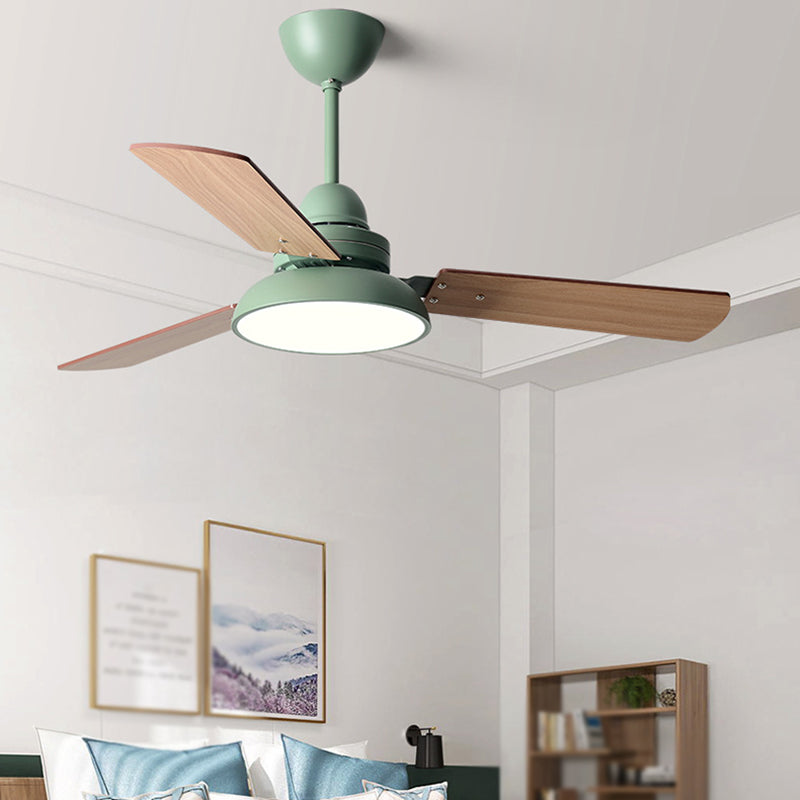 1 - Light LED Ceiling Fan Modern Wood Blade Fan Lighting in 4 Colors