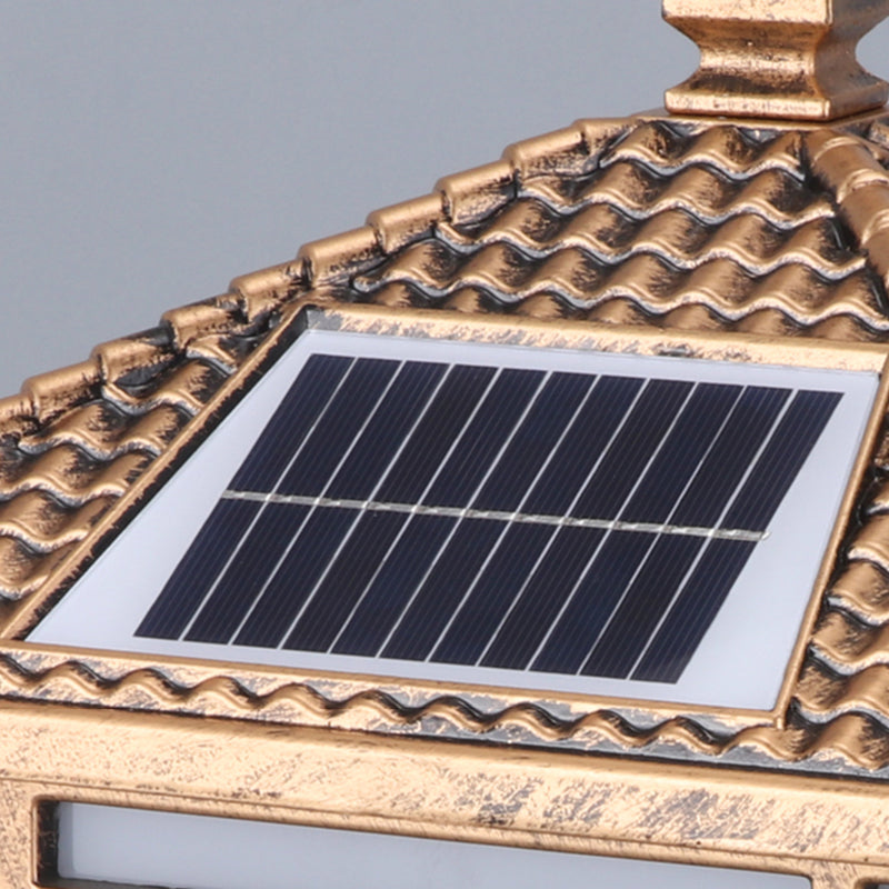 Contemporary LED Pillar Light Golden Solar Lighting Fixture for Garden