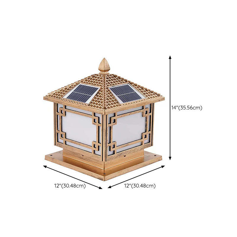 Contemporary LED Pillar Light Golden Solar Lighting Fixture for Garden