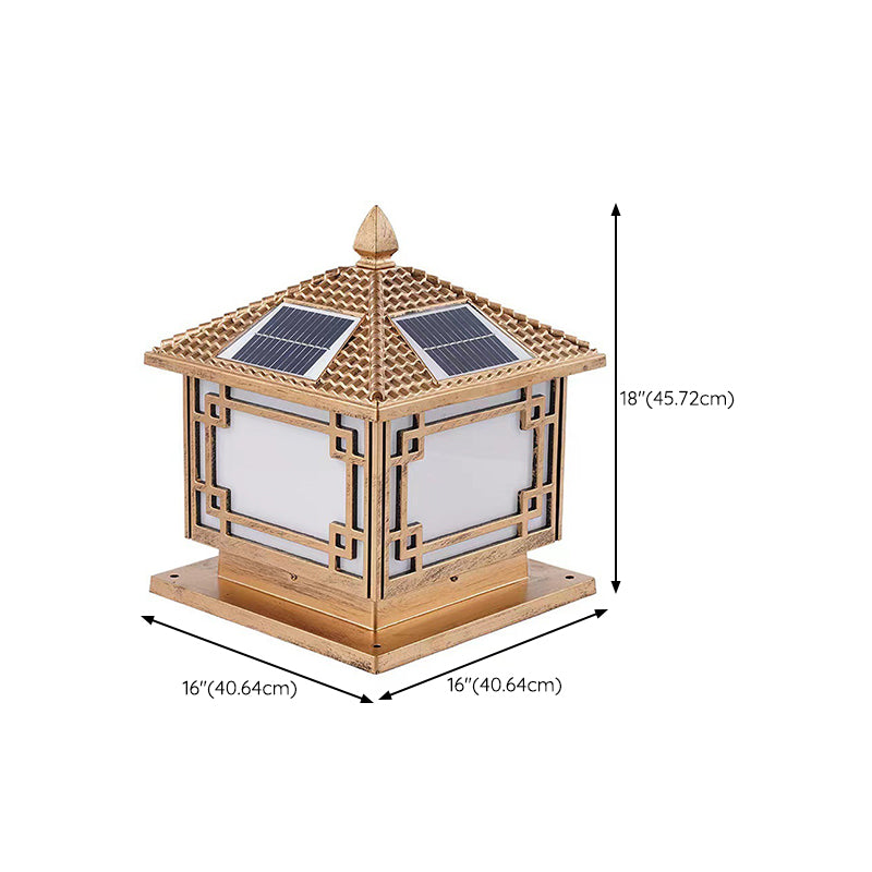 Contemporary LED Pillar Light Golden Solar Lighting Fixture for Garden