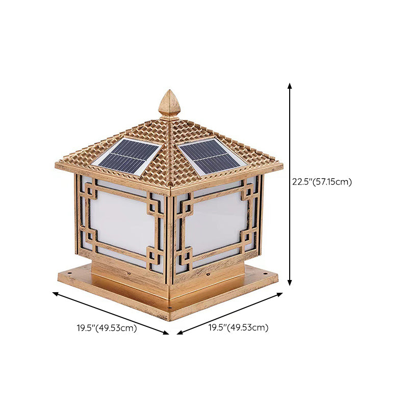 Contemporary LED Pillar Light Golden Solar Lighting Fixture for Garden