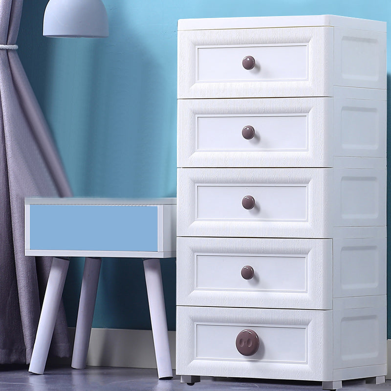 Modern Kids Nightstand Plastic Chest Nursery Dresser with 5 Drawers , 11.7 Inch W