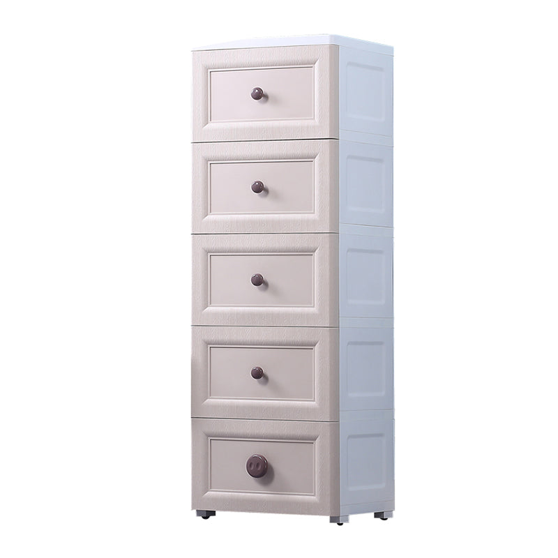 Modern Kids Nightstand Plastic Chest Nursery Dresser with 5 Drawers , 11.7 Inch W