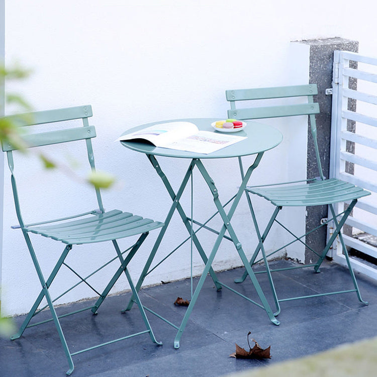 Boho Style Dining Set Metal Round 3 Pieces Patio Dining Table Set