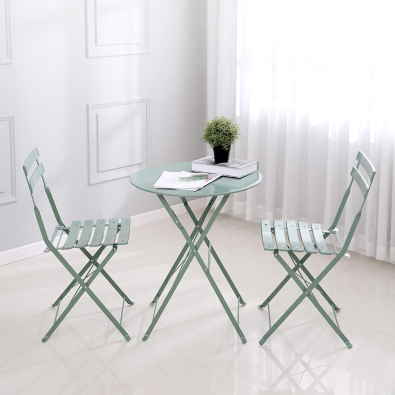 Boho Style Dining Set Metal Round 3 Pieces Patio Dining Table Set