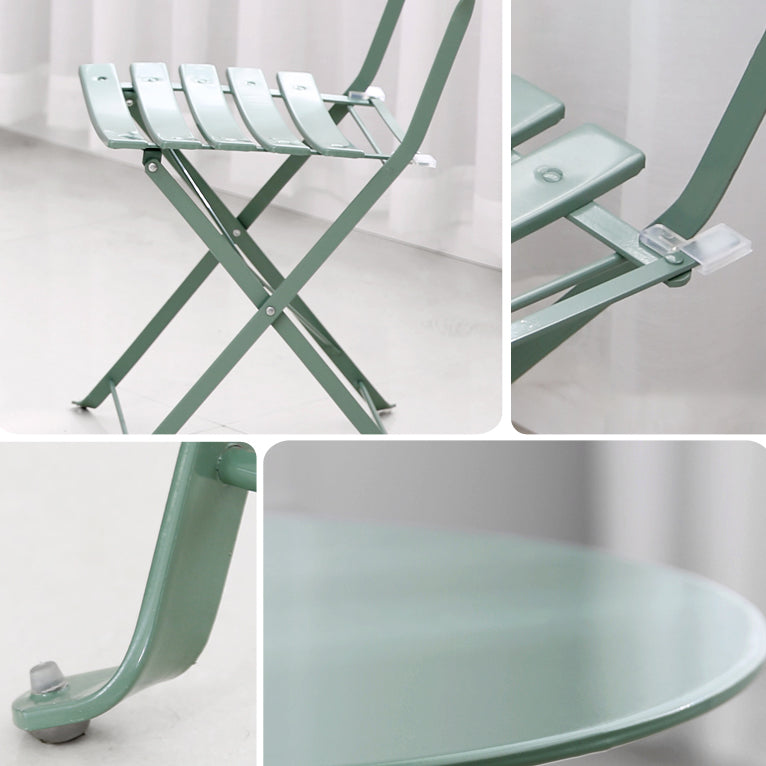 Boho Style Dining Set Metal Round 3 Pieces Patio Dining Table Set