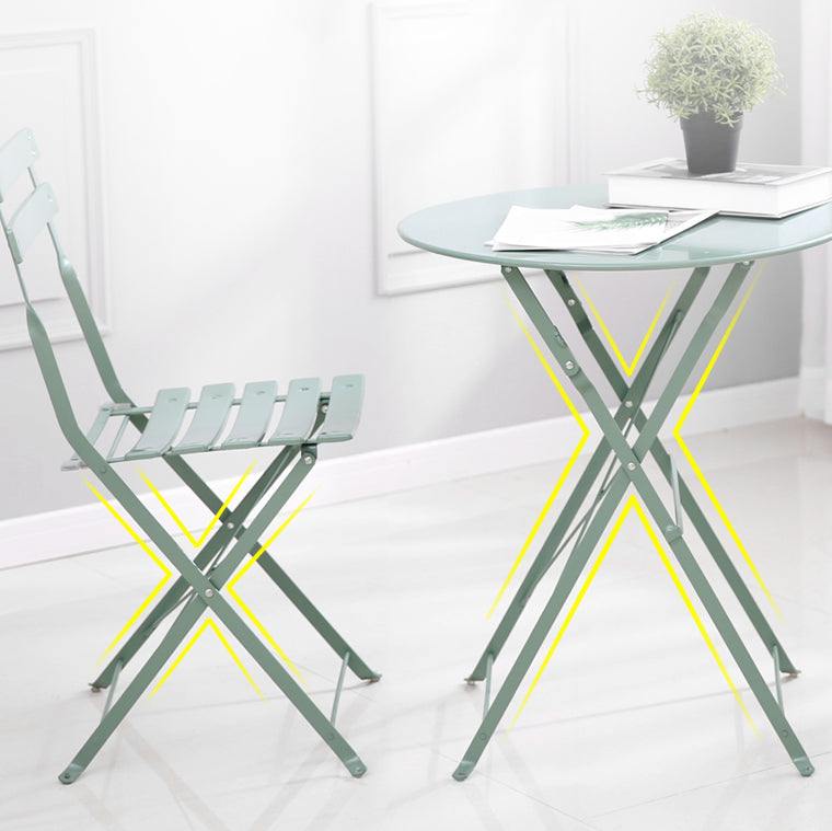 Boho Style Dining Set Metal Round 3 Pieces Patio Dining Table Set