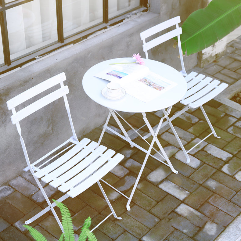 Boho Style Dining Set Metal Round 3 Pieces Patio Dining Table Set