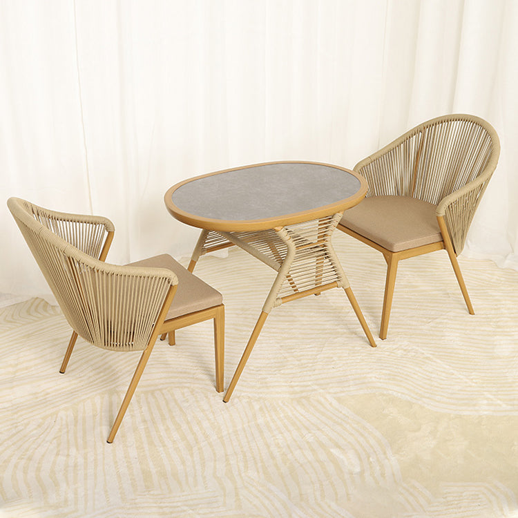 Modern Style Bistro Table Set Metal 3 Pieces Bistro Table Set