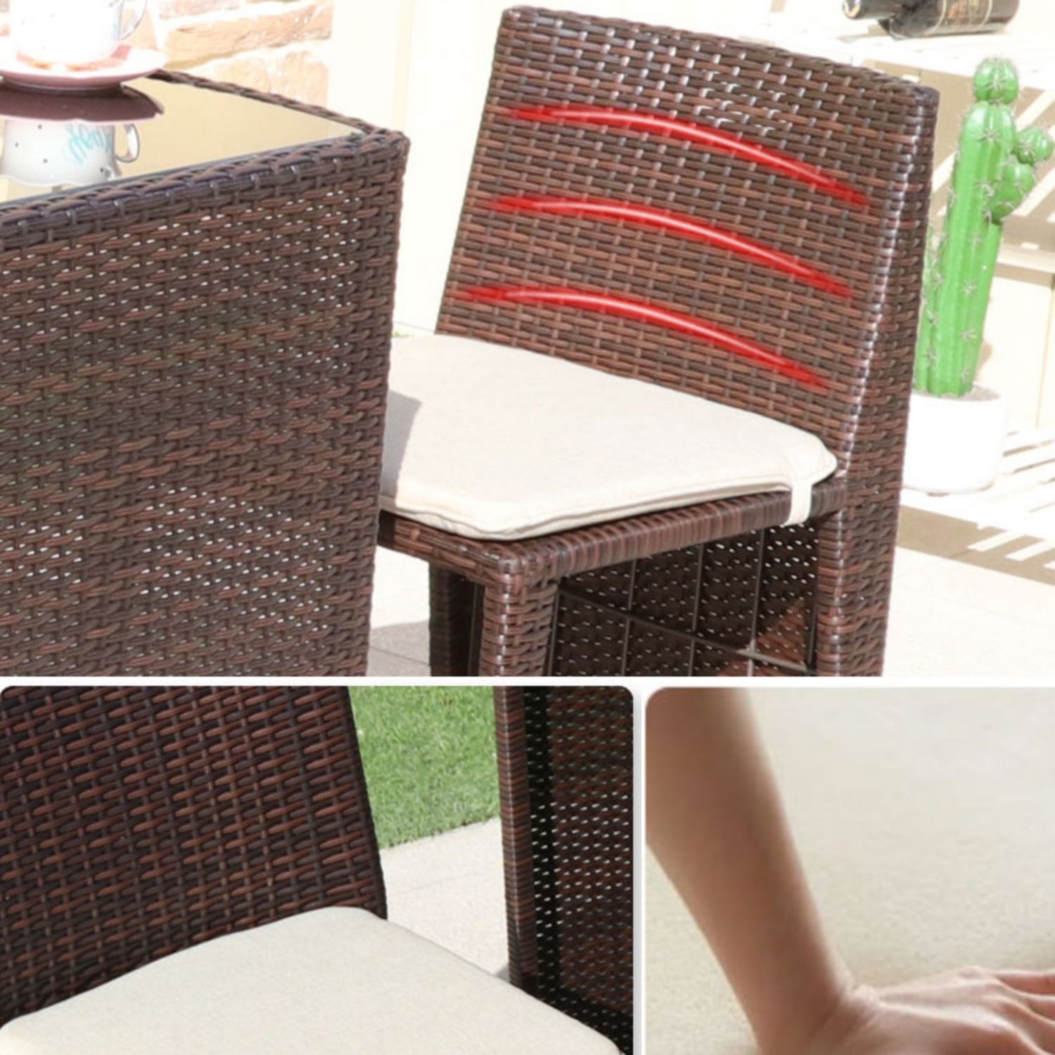 Modern Style Bistro Table Set Metal 3 Pieces Bistro Table Set