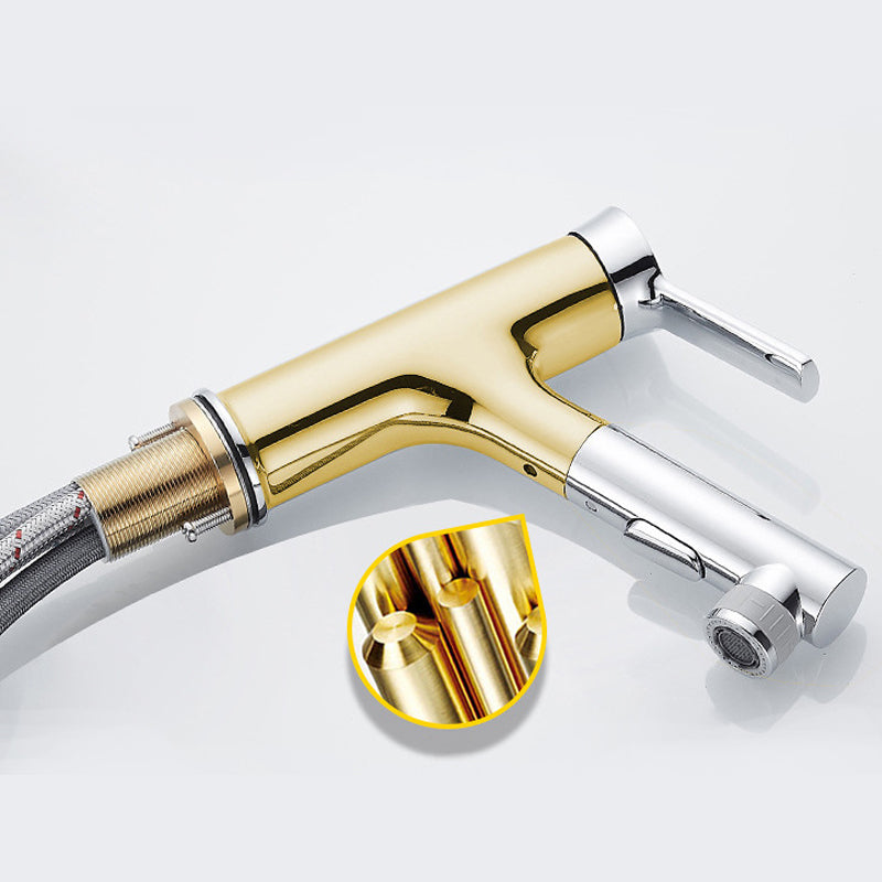 Contemporary Sink Faucet Pull-out Vessel Sink Faucet with Lever Handle