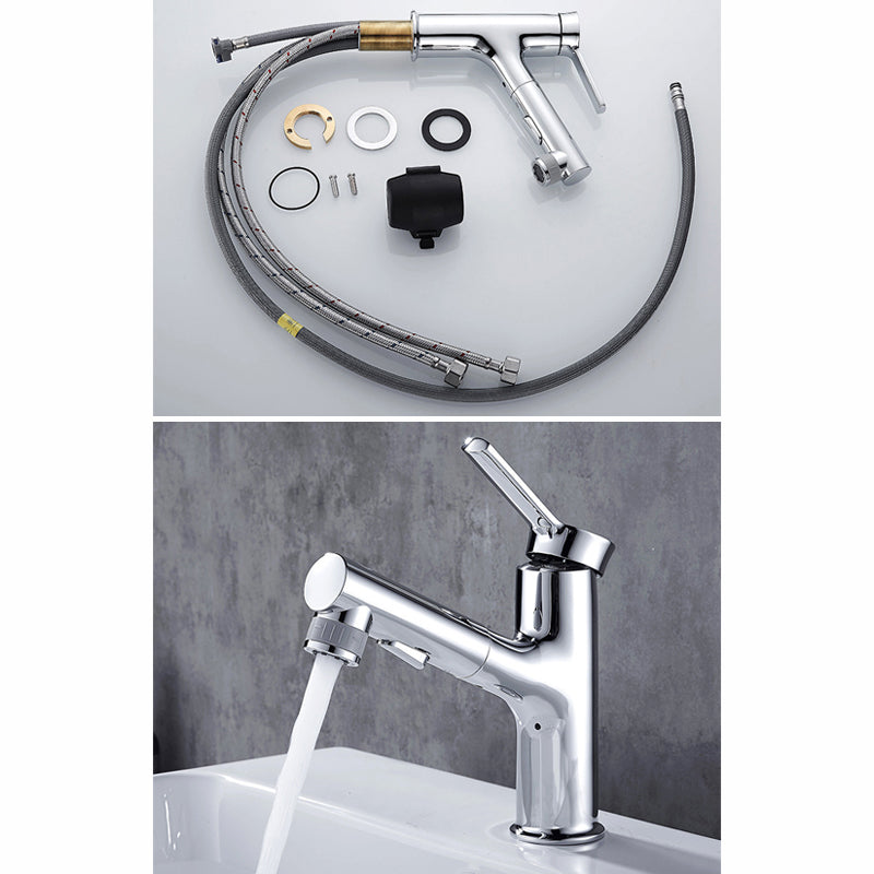 Contemporary Sink Faucet Pull-out Vessel Sink Faucet with Lever Handle