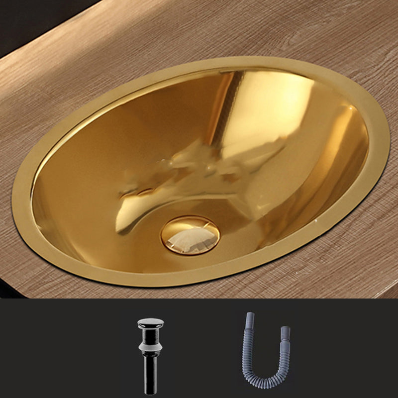 Oval Undermount Bathroom Sink Stainless Steel Shut-Off Valve Included Bathroom Sink