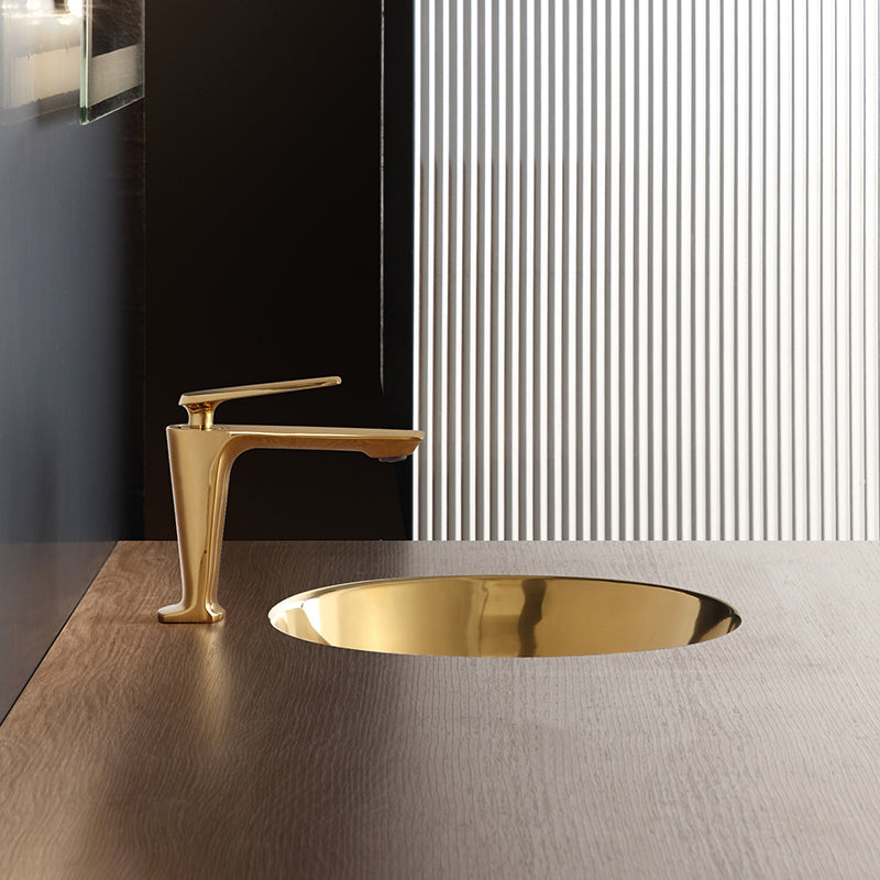 Oval Undermount Bathroom Sink Stainless Steel Shut-Off Valve Included Bathroom Sink